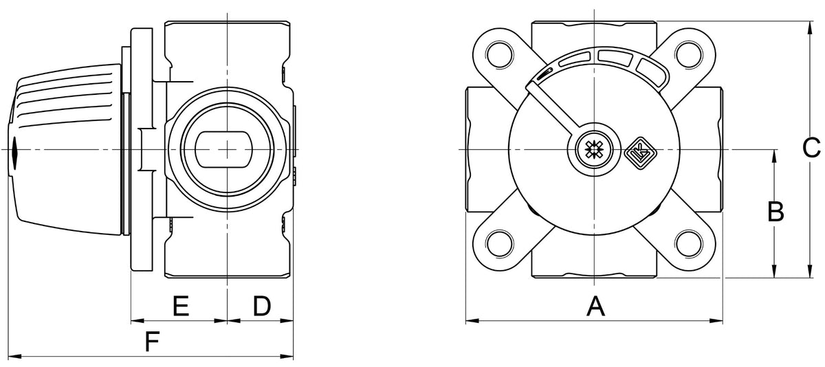 LK Armatur | LK 830 ThermoMix® B Innengewinde Maßzeichnung