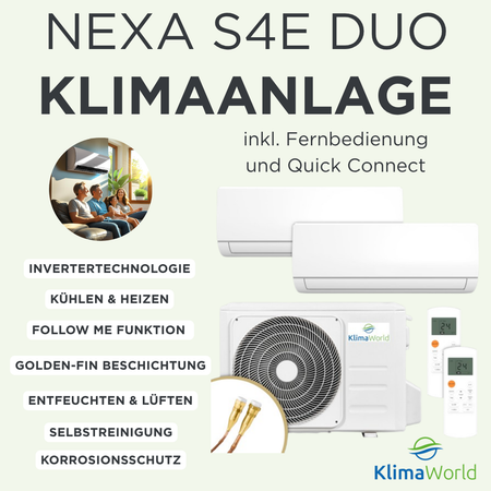 Multisplit Klimaanlage NEXA S4E DUO - Werbebanner Funktionen | klimaworld.com