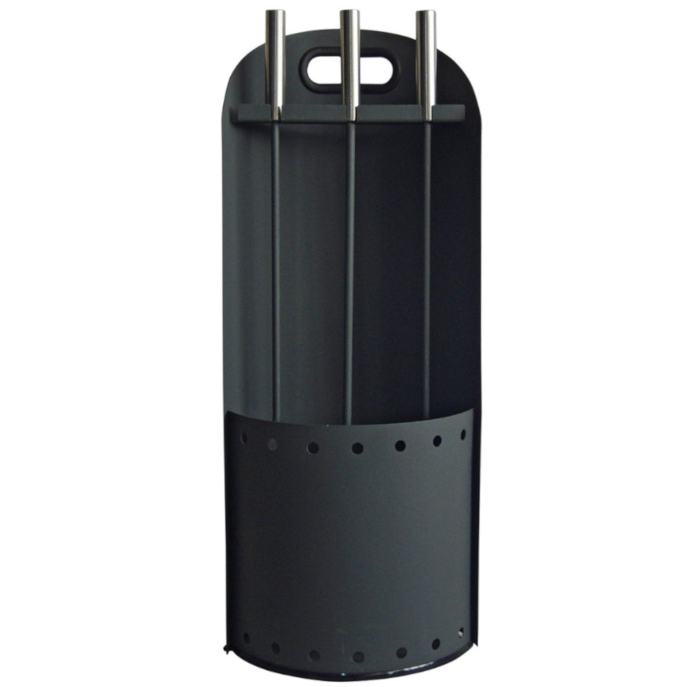 TermaTech | Kaminbesteck mit Metallständer | schwarz