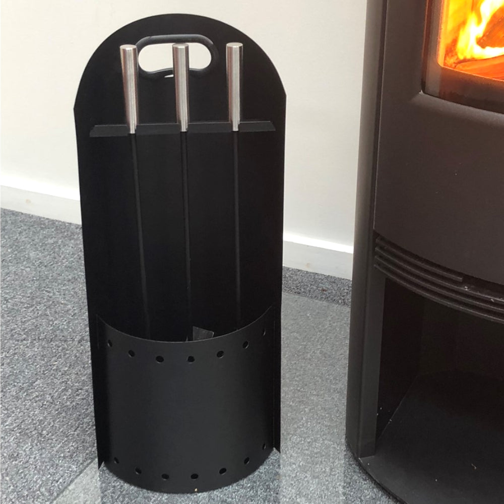 TermaTech | Kaminbesteck mit Metallständer | schwarz