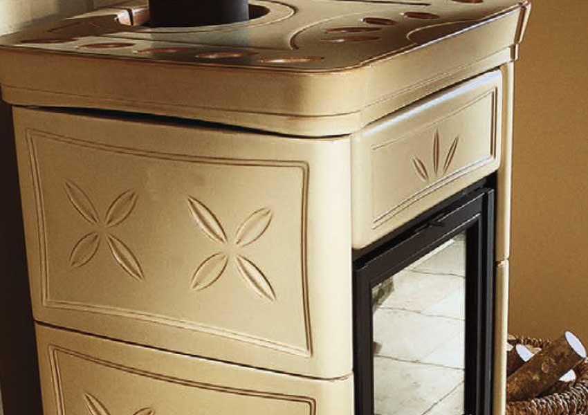 La Nordica Kachel-Kaminofen Nicoletta Bordeaux/Cappucino 8kW SET