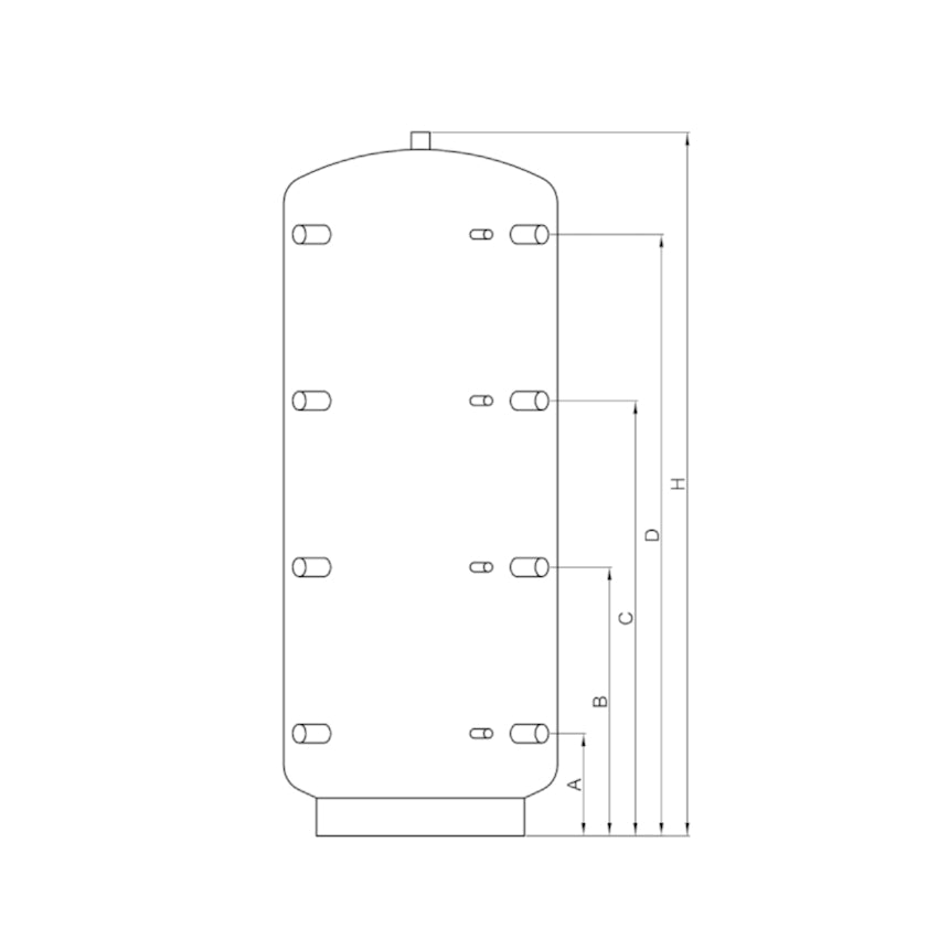 TWL | Pufferspeicher 200 Heizungswasser | ohne Wärmetauscher | 90° Zeichnung