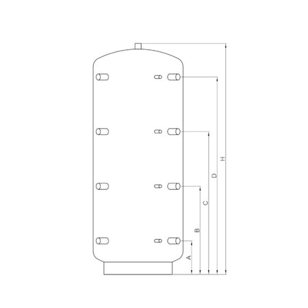 TWL | Pufferspeicher 200 Heizungswasser | ohne Wärmetauscher | 90° Zeichnung