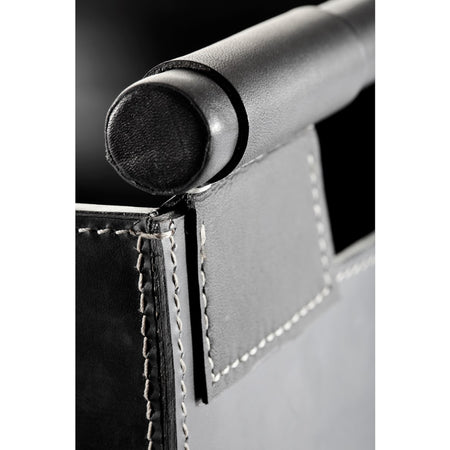 TermaTech | Holzkorb Leder eckig | 450×300×280 mm | Schwarz