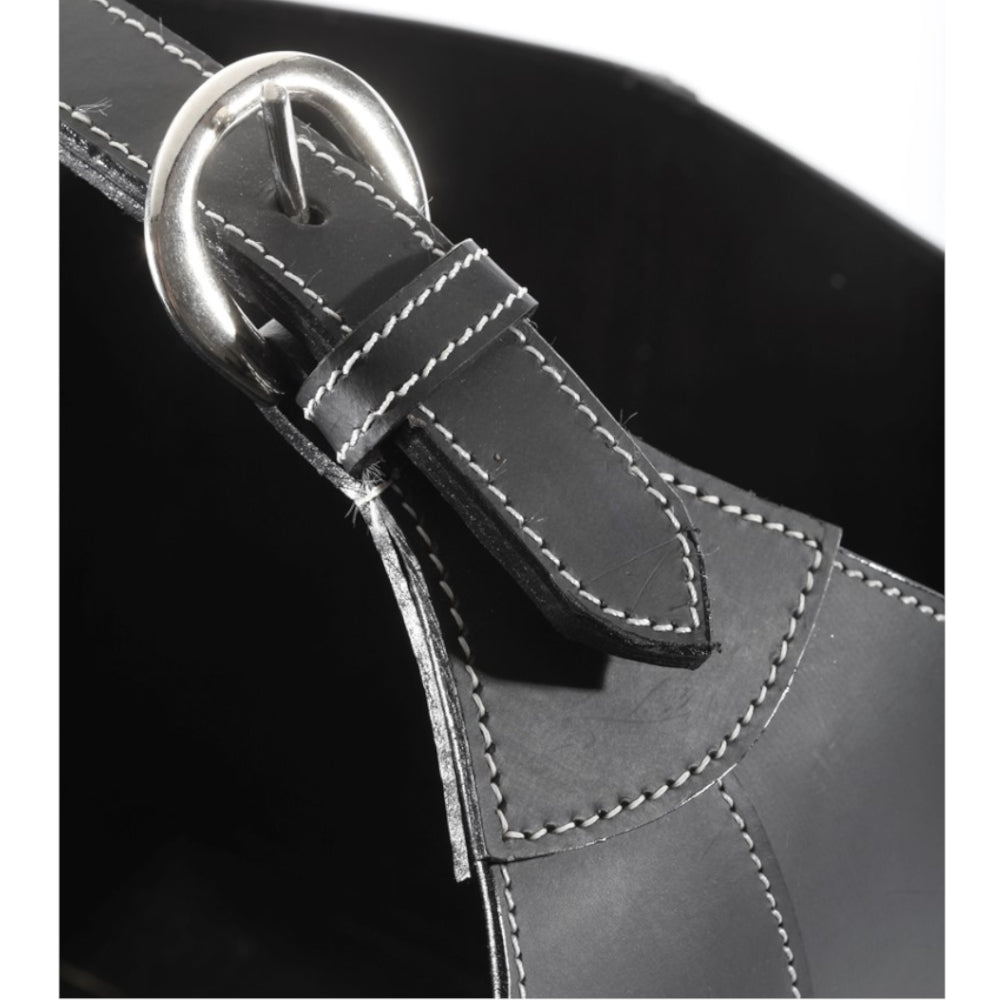 TermaTech | Holzkorb Leder mit Schnalle | 230×380×240 mm | Schwarz