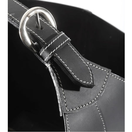 TermaTech | Holzkorb Leder mit Schnalle | 230×380×240 mm | Schwarz