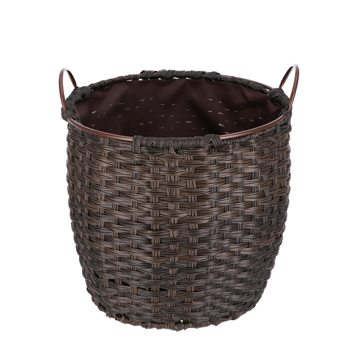 Kaminholzkorb „Rattan“ 18 Liter, Ø 48 cm, braun, Schmutzfang