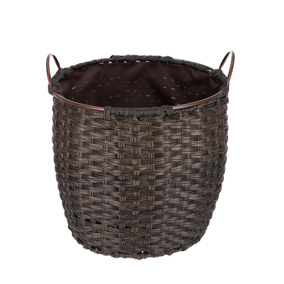 Kaminholzkorb „Rattan“ 18 Liter, Ø 48 cm, braun, Schmutzfang