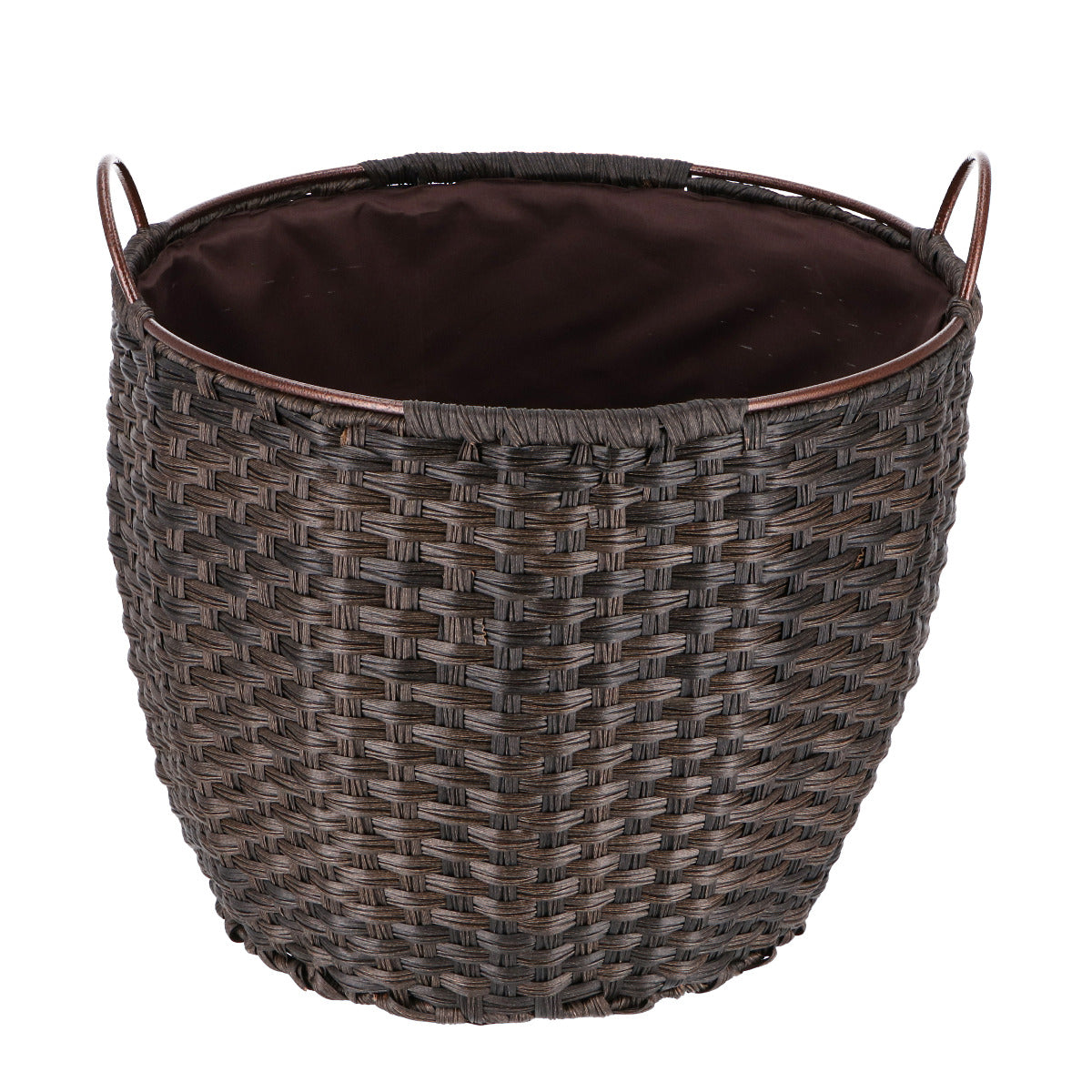 Kaminholzkorb „Rattan“ 18 Liter, Ø 48 cm, braun, Schmutzfang