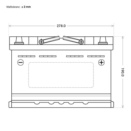 Panther-Batterie | Traclinebatterie 95804| Maßzeichnung Front