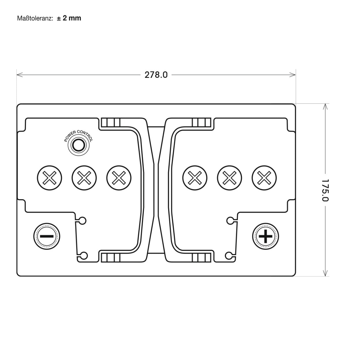 Panther-Batterie | Traclinebatterie 95804| Maßzeichnung oben
