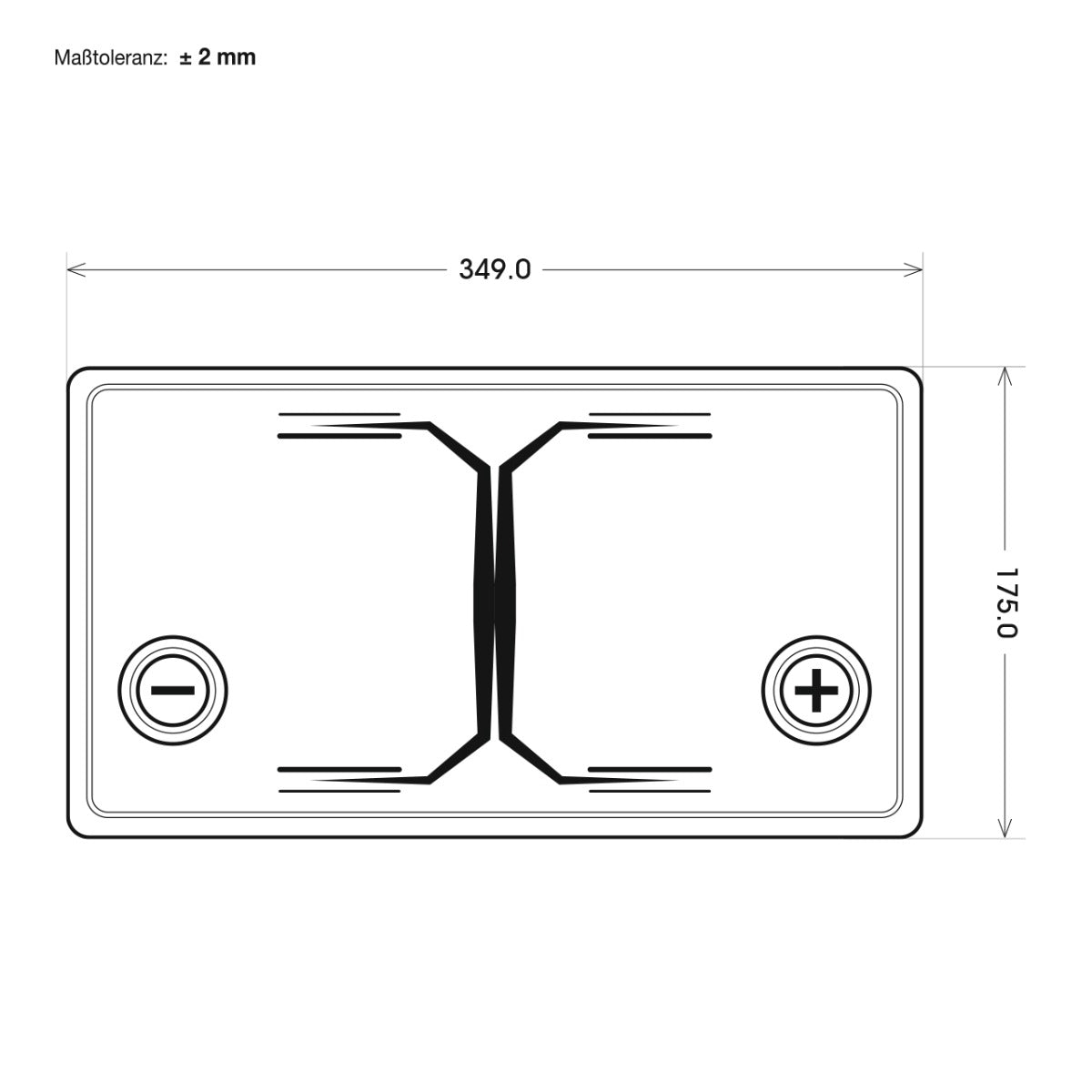 Panther-Batterie | Traclinebatterie 95804| Maßzeichnung oben