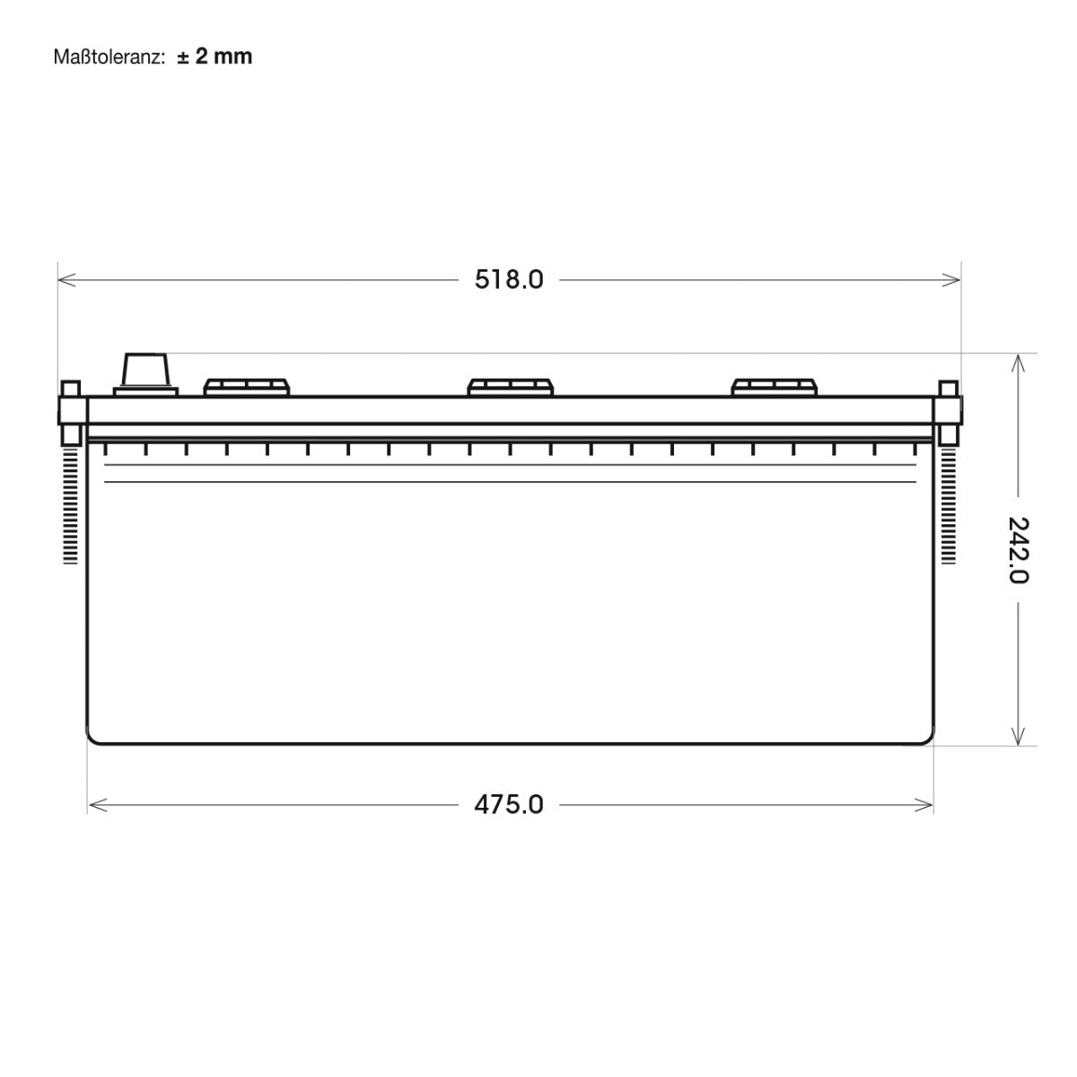 Panther-Batterie | Traclinebatterie 95804| Maßzeichnung Front