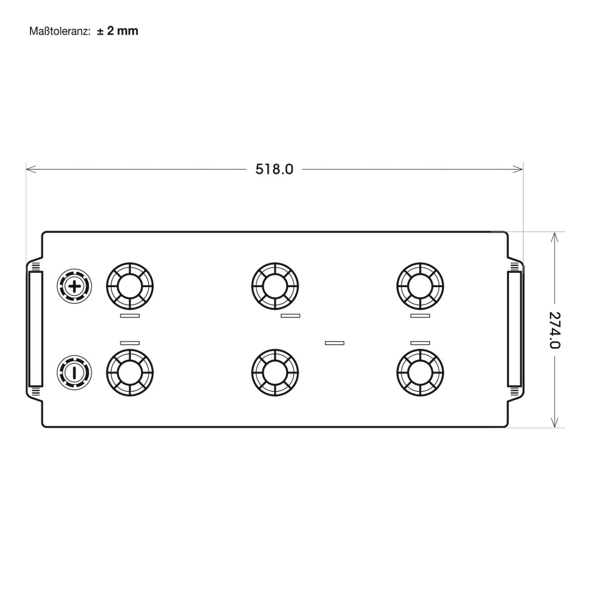 Panther-Batterie | Traclinebatterie 95804| Maßzeichnung oben