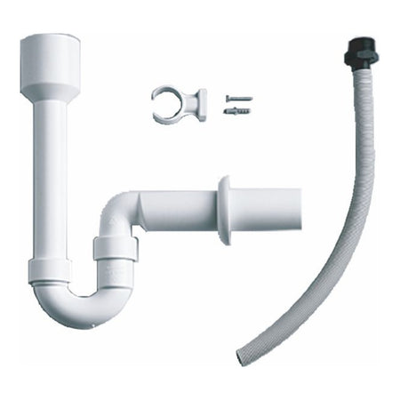 Buderus Ablauftrichter-Set DN40, weiß, mit Siphon, Wandhalterung, Schrauben, Dübel und 80 cm Kondensatschlauch | Klimaworld.com