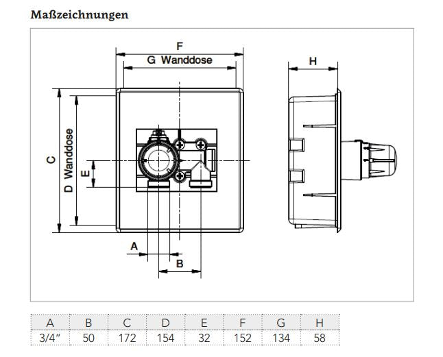 technische Zeichnung - Maincor MFL Regelbox RTL-Box für Flächenheizung | 3/4'' AG (Eurokonus)