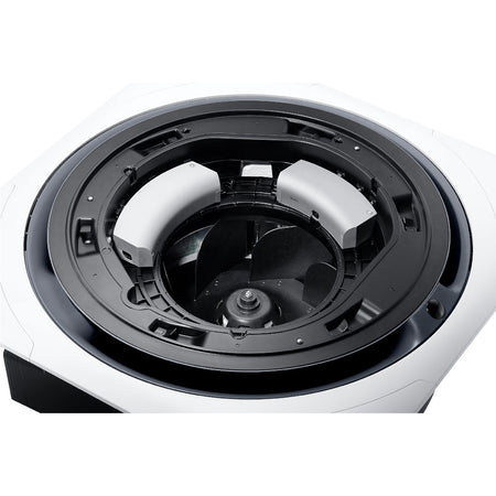 Samsung Klimaanlage 360°-Airflow-Deckenkassette WindFree: geoeffnetes Innengeraet mit sichtbarem Rotor und Ventilatorfluegeln | Klimaworld.com