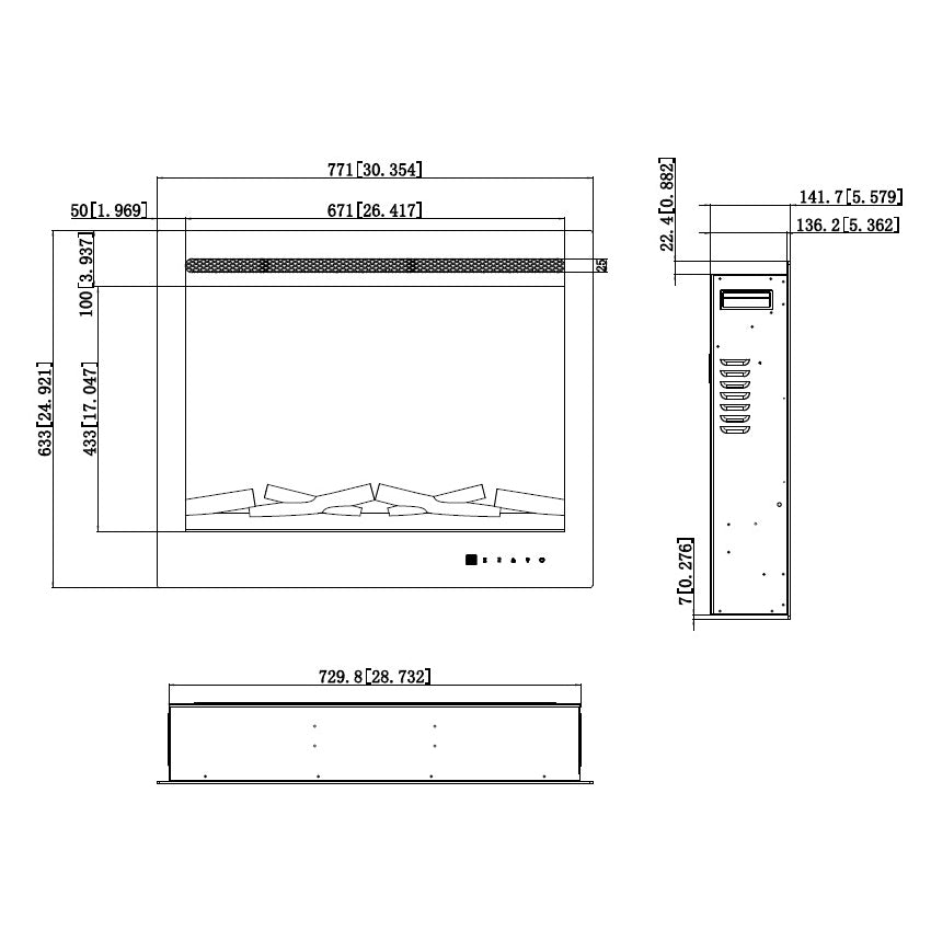 Aflamo LED Elektrokamin/Kamineinsatz | LED 80 Pro Zeichnung