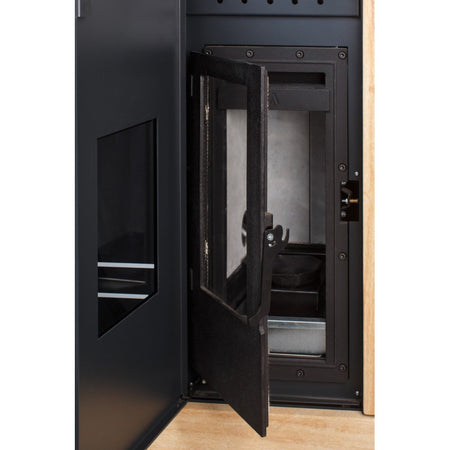 KRETZ | Pelletofen AGURO 1 | Glas mit Linien | 6,4 kW  - Öffnung Brennraum