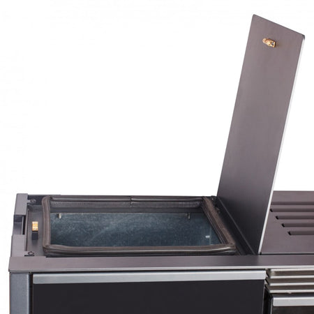 KRETZ | Pelletofen AGURO 1 | Glas mit Linien | 6,4 kW  - Öffnung Pelletbehälter