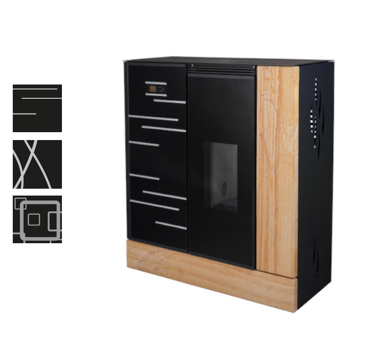 KRETZ | Pelletofen AGURO | Auswahl der Glasverkleidung | 6,4 kW ➔ www.klimaworld.com