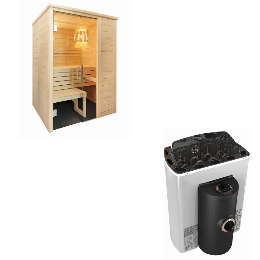Sentiotec Sauna Set Alaska Mini mit Saunaofen Mini Corner inkl. Steuerung | klimaworld.com