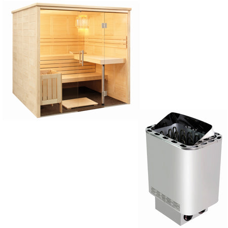 Sentiotec Sauna Set Alaska View mit Saunaofen Nordex Next inkl. Steuerung | klimaworld.com