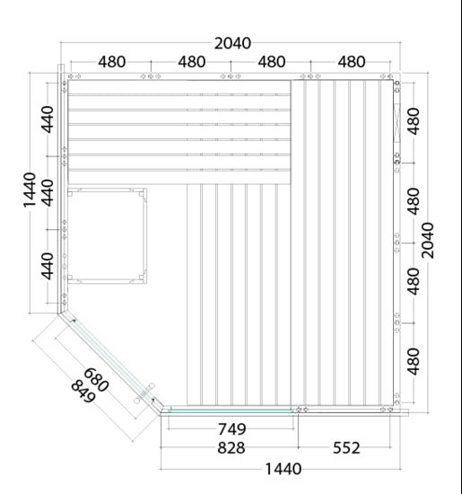 Sentiotec Saunakabine Alaska Corner Maße