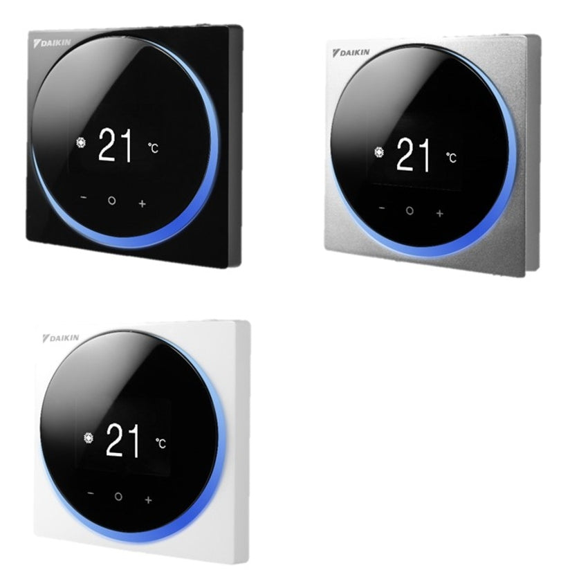 Daikin Split Klimaanlage Kabelfernbedienung in verschiedenen Farben mit Beispiel Display 21 °C | klimaworld.com