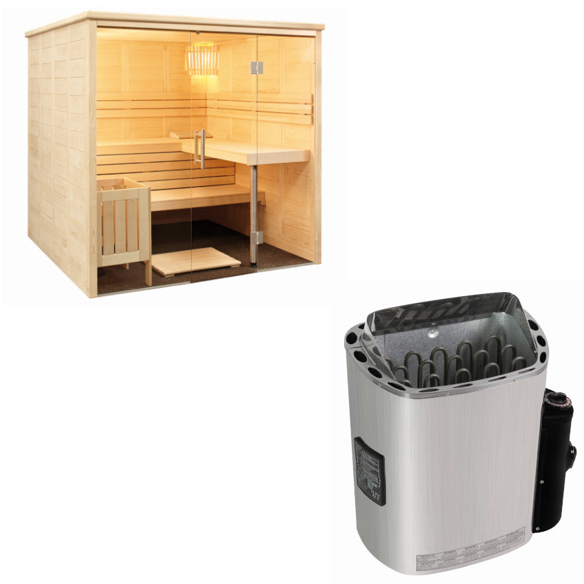 Sentiotec Sauna Set Alaska View inkl. Saunaofen Scandia Next inkl Steuerung | klimaworld.com