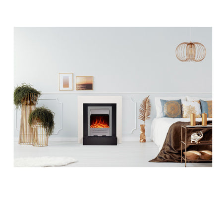 Aflamo LED Elektrokamin Standkamin Simple weiß mit Einsatz Dexter schwarz, Ambiente | klimaworld.com