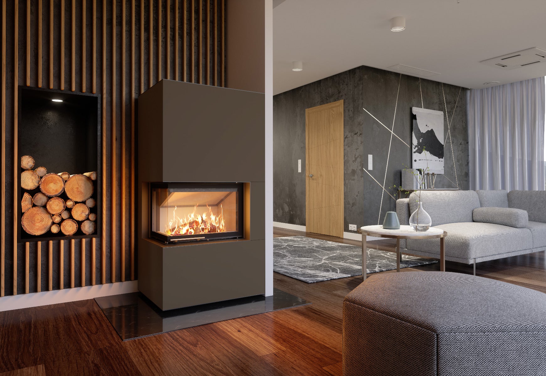 Hajduk Kaminbausatz Brilliant Corner| 6,5 kW| Braun| Klimaworld.com
