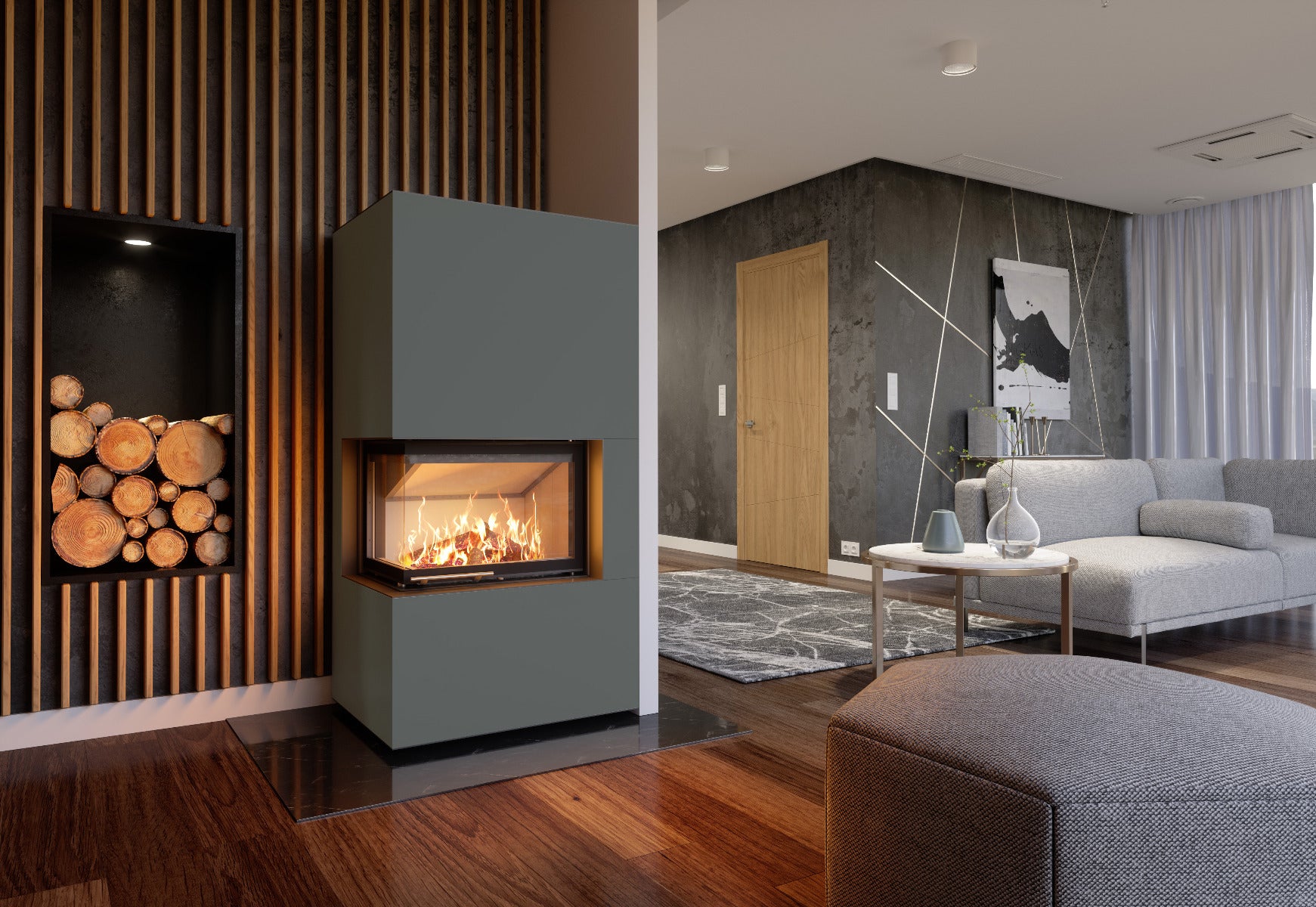 Hajduk Kaminbausatz Brilliant Corner| 6,5 kW| Graphit| Klimaworld.com
