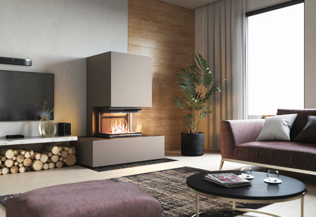 Hajduk Kaminbausatz Brilliant Wide| Beige|  Ambientebild|Klimaworld.com