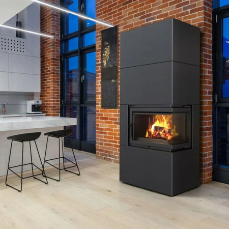 Kratki Kaminofen Simple 8 - 2-seitig rechts | Bausatz schwarz | 8 kW - Ambientebild