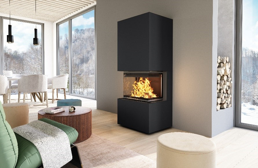 Hajduk Kaminbausatz Brillant mit Keramikverkleidung| Smart 3XLTh| 6,5 kW| Anthrazit