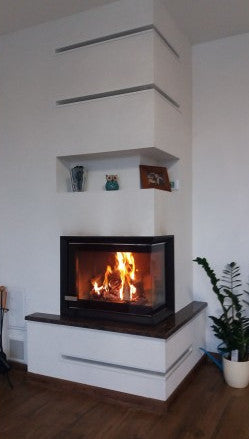 KRETZ | Kamineinsatz F107 | Eckkamin rechts | 10 kW - Beispielbild Aufbau