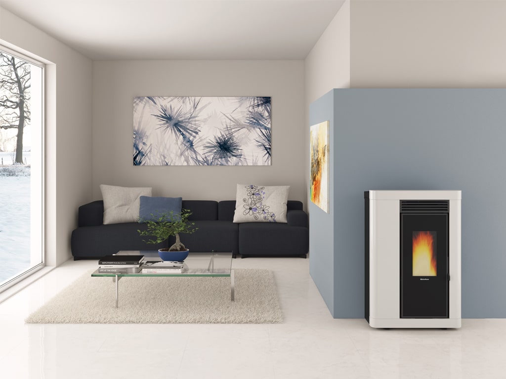 Extraflame Pelletofen Annabella in weiss | Ambientebild