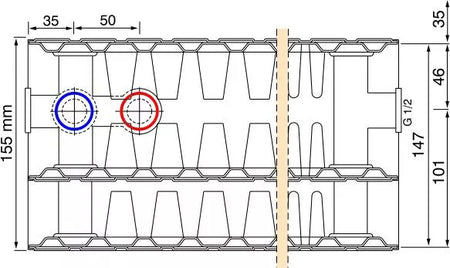 HM Heizkoerper | Ansicht Aufbau Konvektorbleche und Heizplatten THEMA UNI - Typ 33 | Anschluss links | www.klimaworld.com