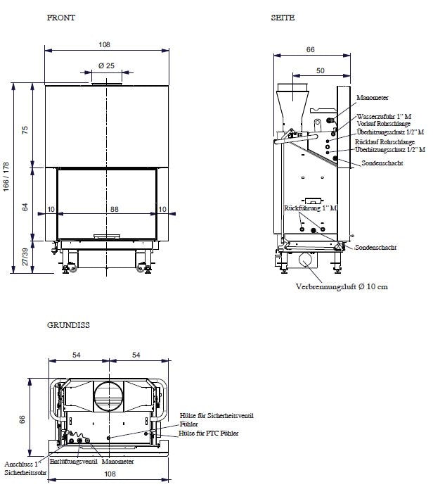 Edilkamin wasserführender Holzkamineinsatz Aquamaxi 28 | 25,9 kW