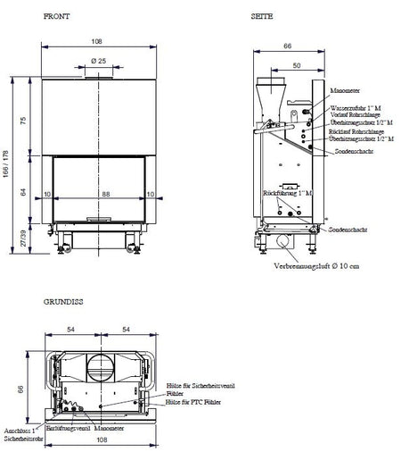 Edilkamin wasserführender Holzkamineinsatz Aquamaxi 28 | 25,9 kW