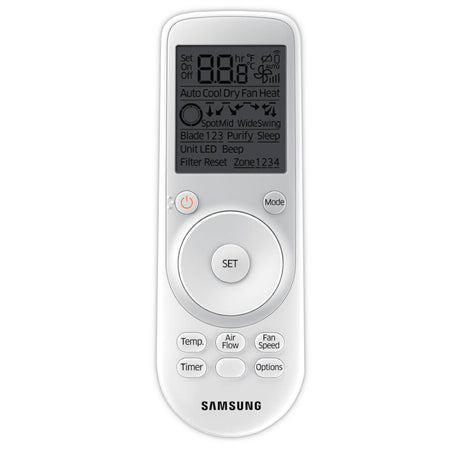 Samsung weisse Fernbedienung für 360°-Airflow-Deckenkassette WindFree mit Display, Bedienkreis und Funktionstasten | Klimaworld.com