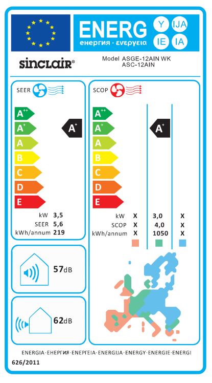 Split-Klimaanlage Kassetengeräte Sinclair UNI DC-Inverter 3,5kW