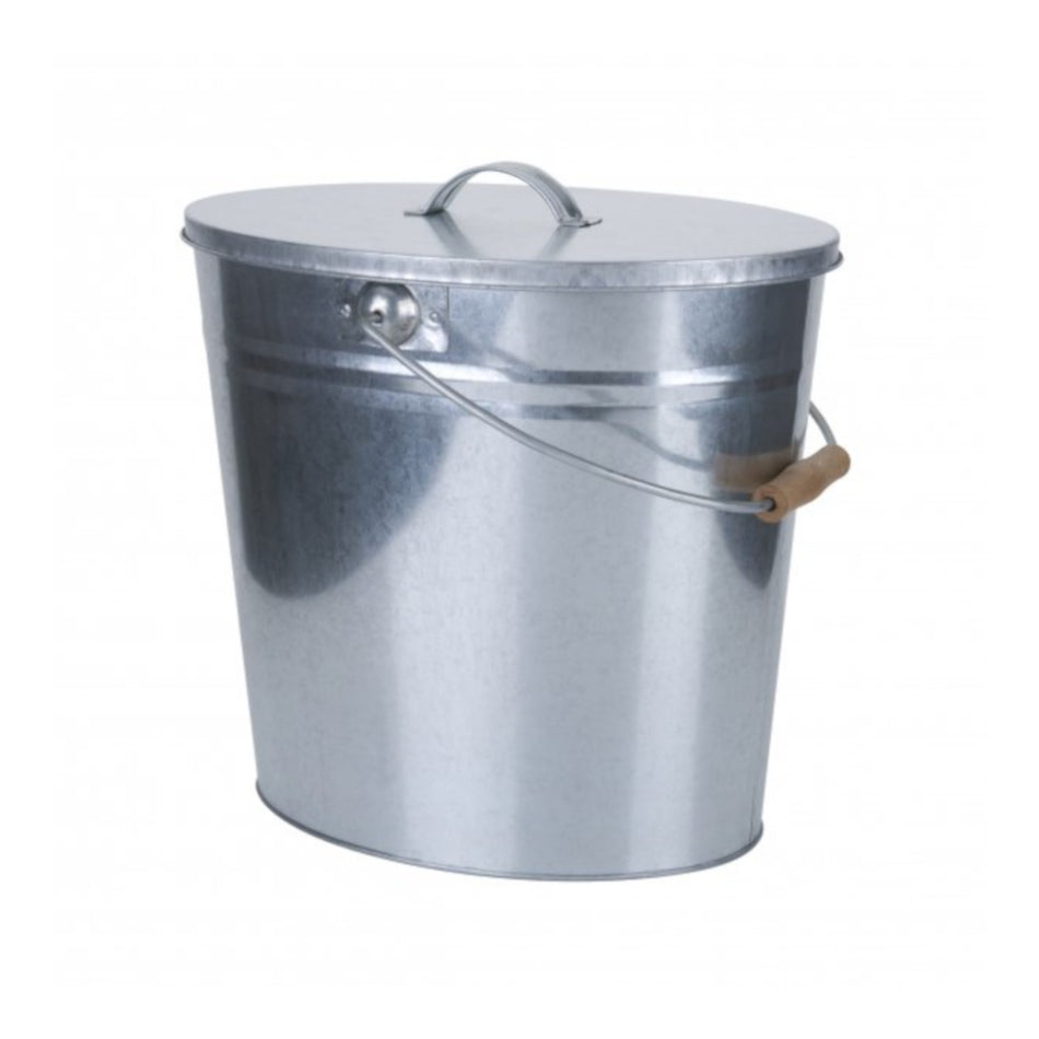 KaminoFlam | Ascheeimer | verzinkt | 15 l | mit Deckel | Klimaworld.com