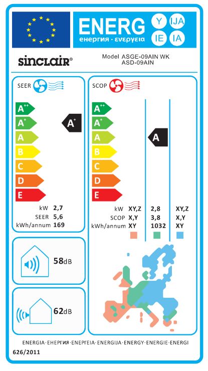 Split - Kanalklimagerät Sinclair UNI DC-Inverter 