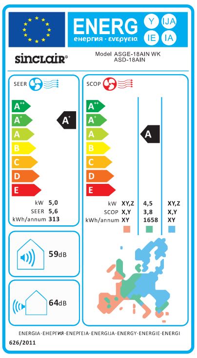 Split - Kanalklimagerät Sinclair UNI DC-Inverter 
