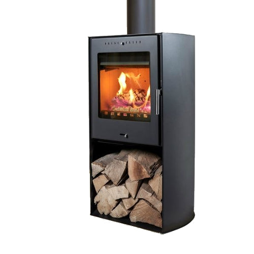 Warmluftkaminofen | Asgård 9 | Schwarz | mit Holzfach | 5 kW 
