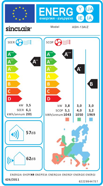 Klimaanlage Sinclair Monosplit Inverter System Zoom ASH-13AIZ 3,5kW
