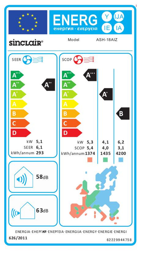 Klimaanlage Sinclair Monosplit Inverter System Zoom ASH-18AIZ 5,1kW