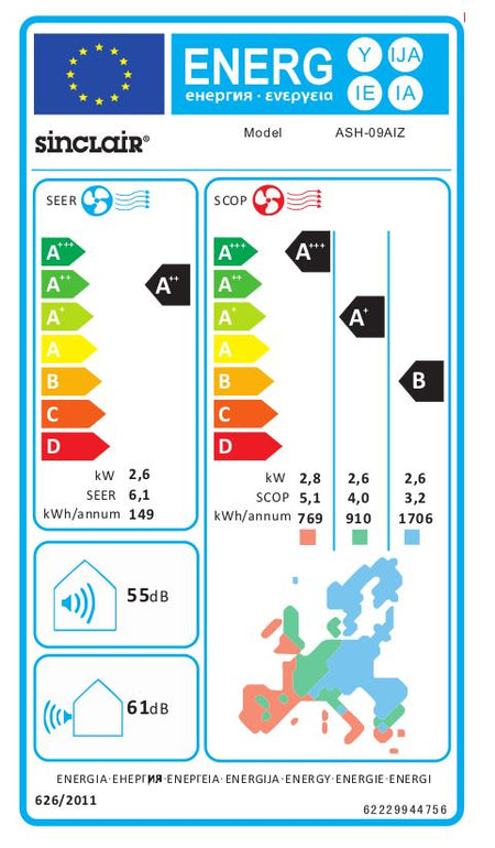 Klimaanlage Sinclair Monosplit Inverter System Zoom ASH-09AIZ 2,6kW